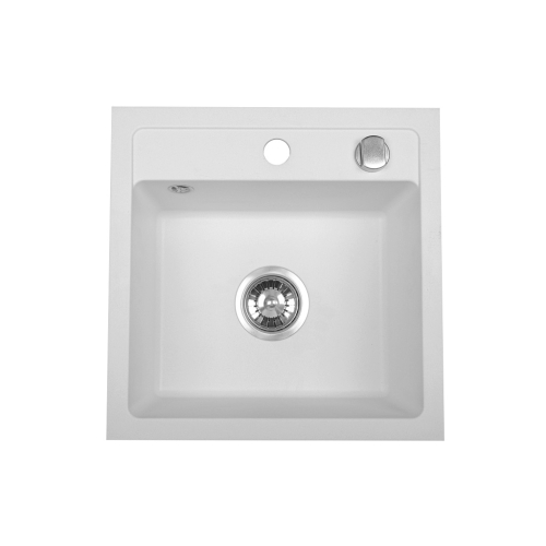 Zlewozmywak granitowy 1 komorowy nablatowy Ela biały